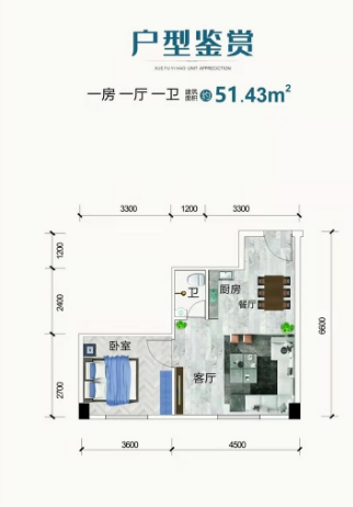 广西大学地铁口51平米一房一厅现房